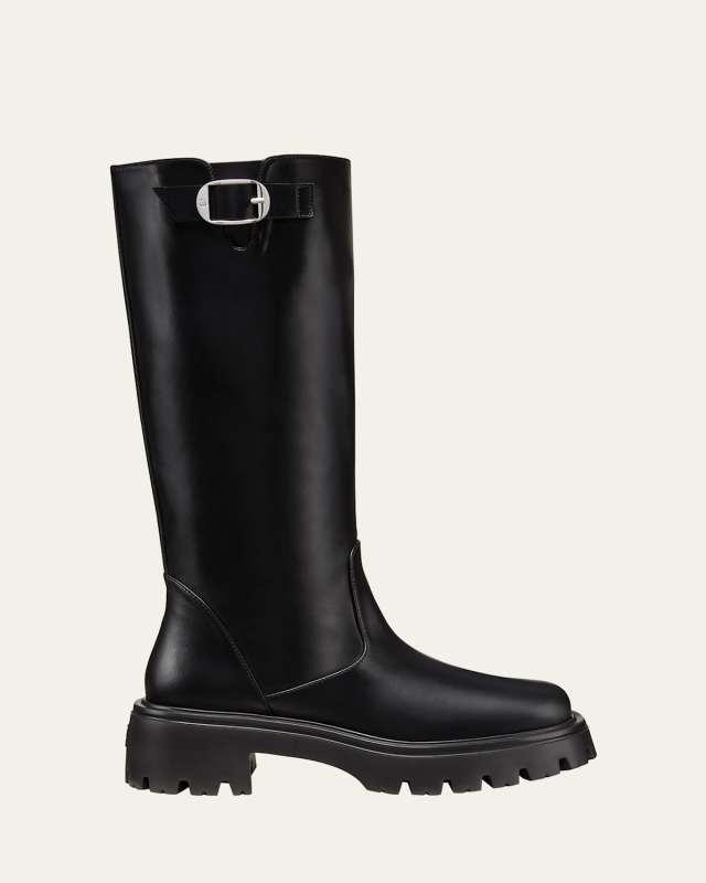 Emerson Leather Buckle Biker Boots